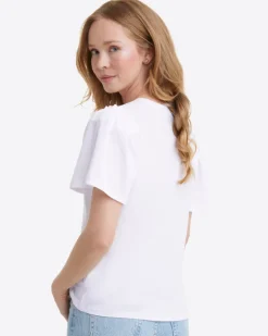 Short Sleeve Easy Knit Top in White