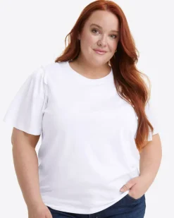 Short Sleeve Easy Knit Top in White