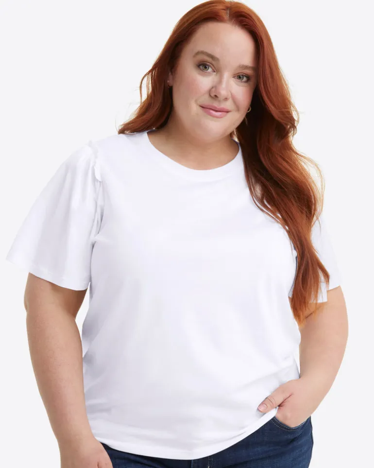 Short Sleeve Easy Knit Top in White