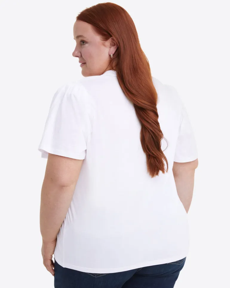 Short Sleeve Easy Knit Top in White