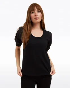 Short Sleeve Mixed Media Top