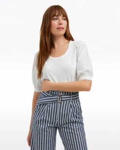 Short Sleeve Mixed Media Top