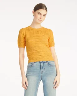 Short Sleeve Pointelle Sweater
