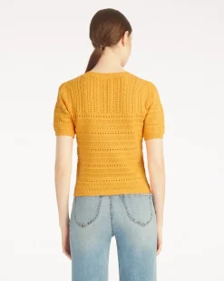 Short Sleeve Pointelle Sweater