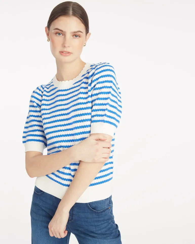 Short Sleeve Pointelle Sweater
