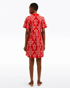 Simone Embroidered Mini Dress in Red Floral Embroidery