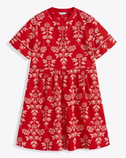 Simone Embroidered Mini Dress in Red Floral Embroidery