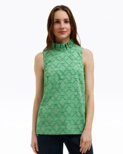 Sleeveless Ingrid Top in Textured Stripe