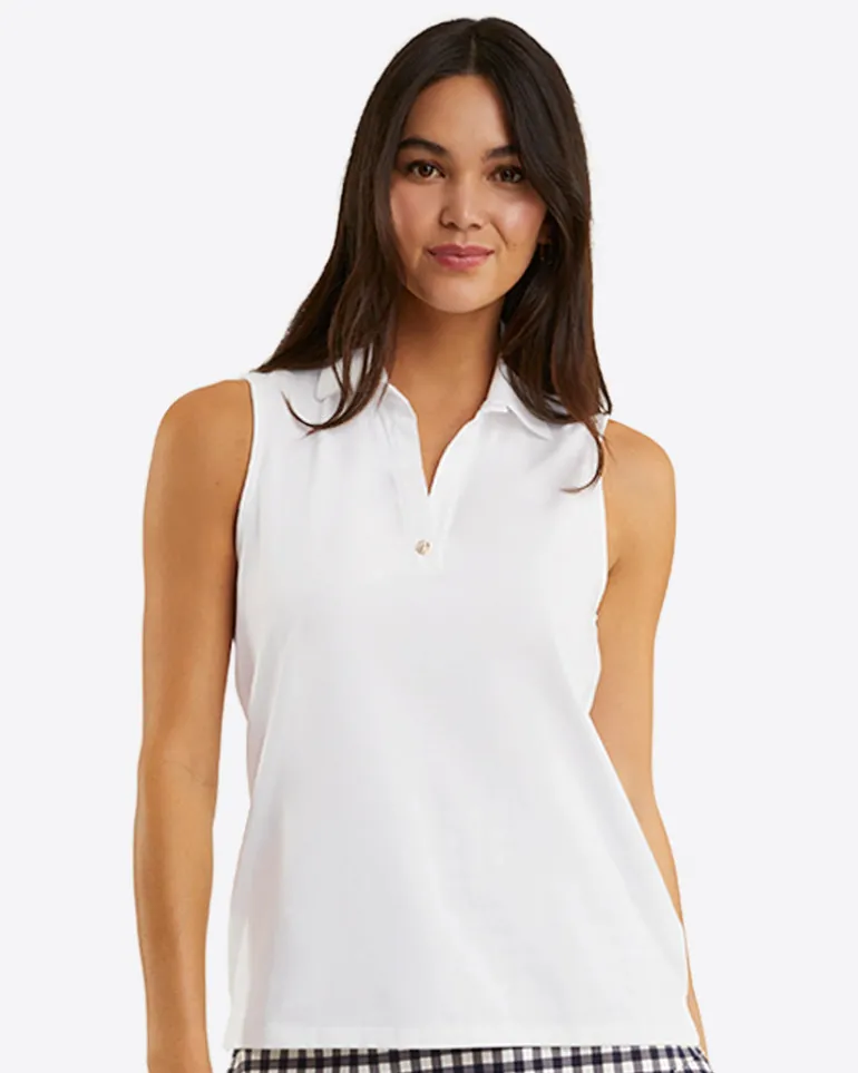 Sleeveless Sport Polo in White