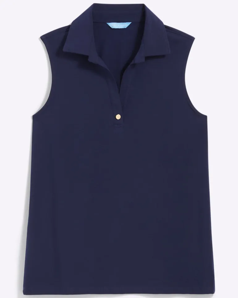 Sleeveless Sport Polo in Navy
