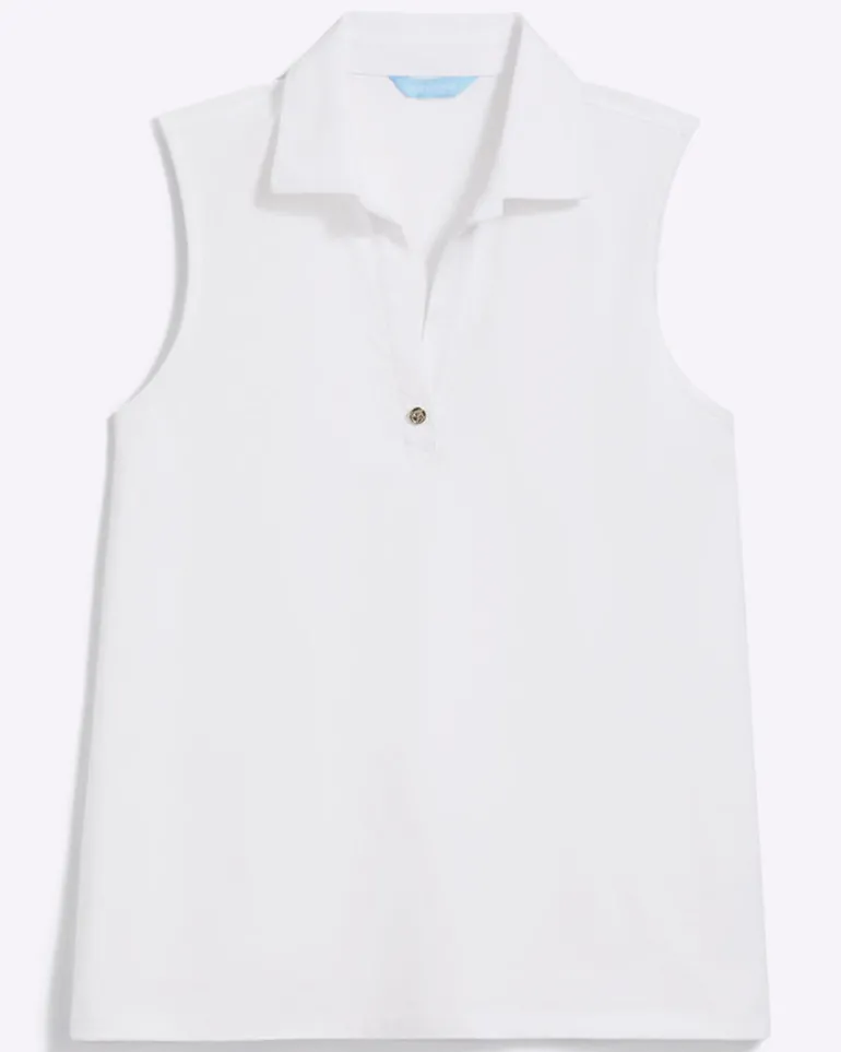 Sleeveless Sport Polo in White