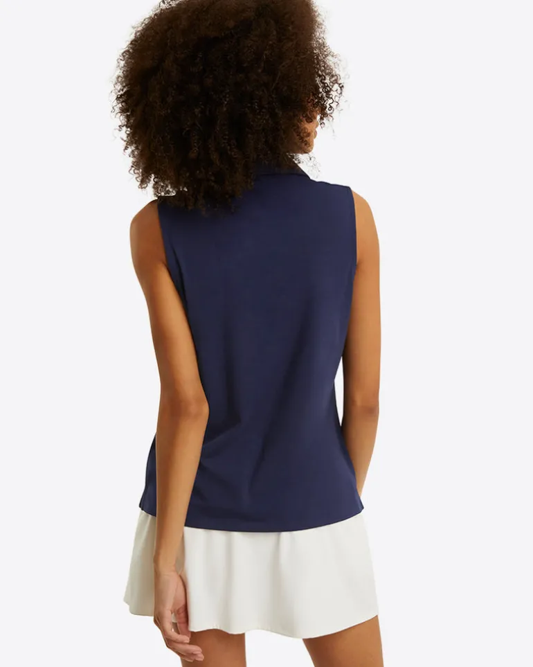 Sleeveless Sport Polo in Navy