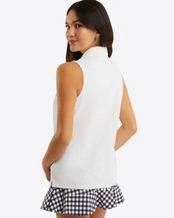 Sleeveless Sport Polo in White