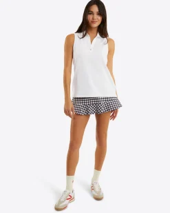 Sleeveless Sport Polo in White