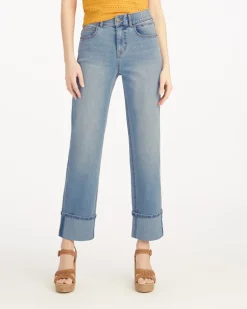 Straight Leg Cuffed Denim