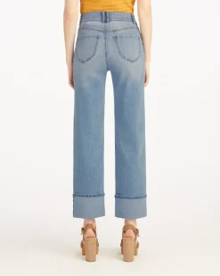 Straight Leg Cuffed Denim