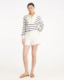 Striped Quarter Zip Sweater in Mariner Stripe