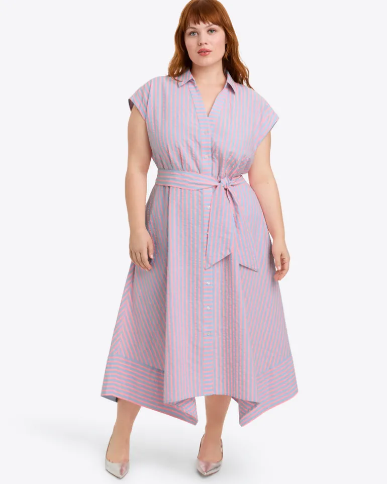 Trisha Handkerchief Dress in Seersucker Stripe