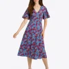Vivienne Love Circle Midi Dress in Stretch Poplin
