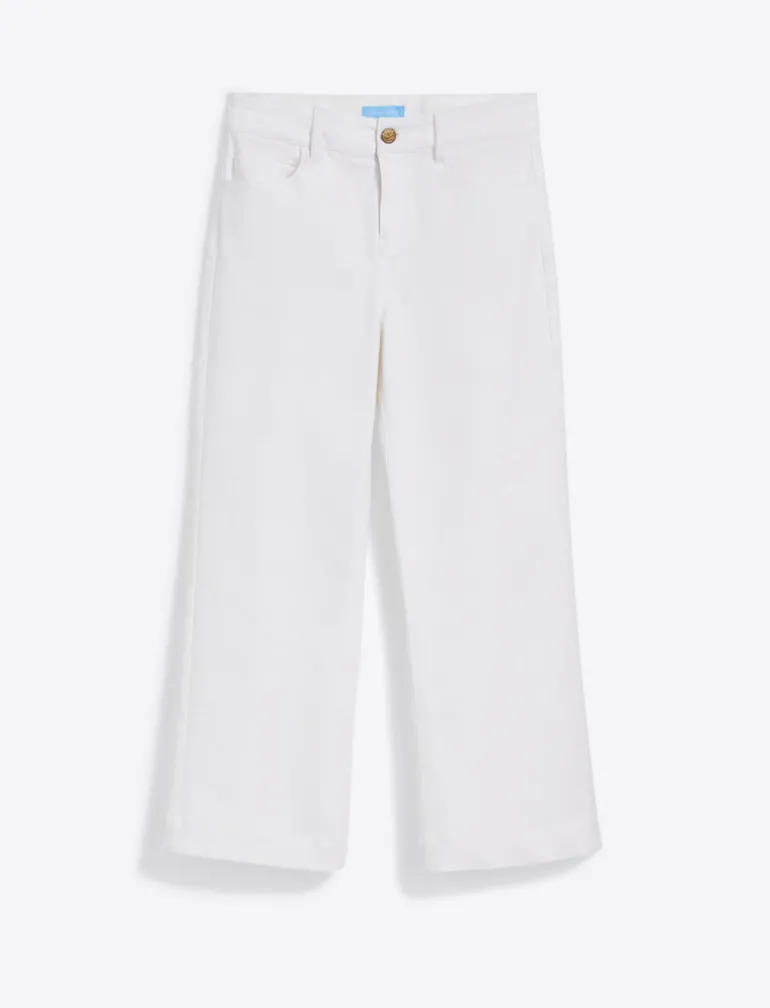 Wide Leg Jeans in White Denim