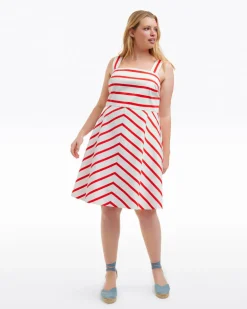 Zoe Love Circle Dress in Red Wentworth Stripe